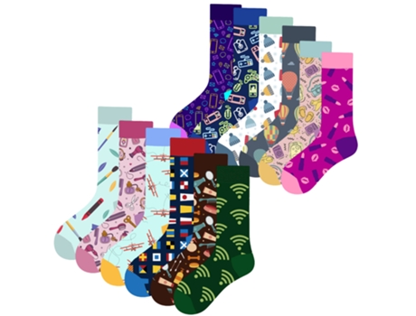 Pacote com 12 pares de meias até o joelho com estampas, aproveite a viagem, tamanho único 37-44 Mac Been