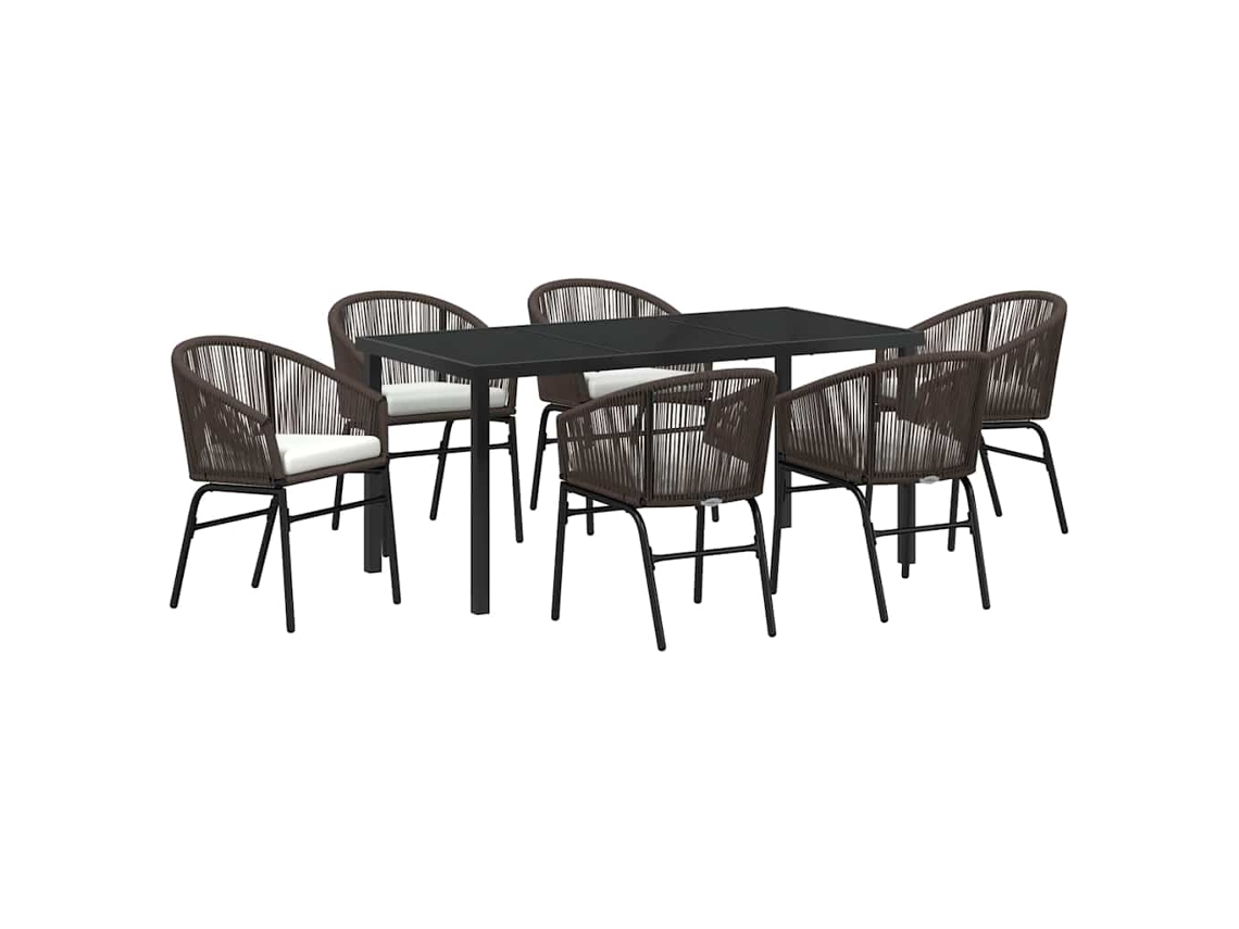 Maison Exclusive - Conjunto De Jantar Para Jardim 7 Pcs Castanho