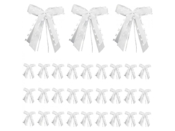 100 Lazos De Coche Para Boda Con Corazones, Tule Y Cinta De Seda, Blanco Yfk