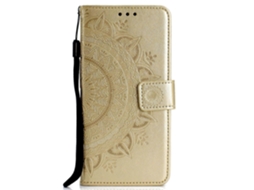 Capa Protetora De Couro Pu Com Estampa De Mandala E Flor Para Huawei P30