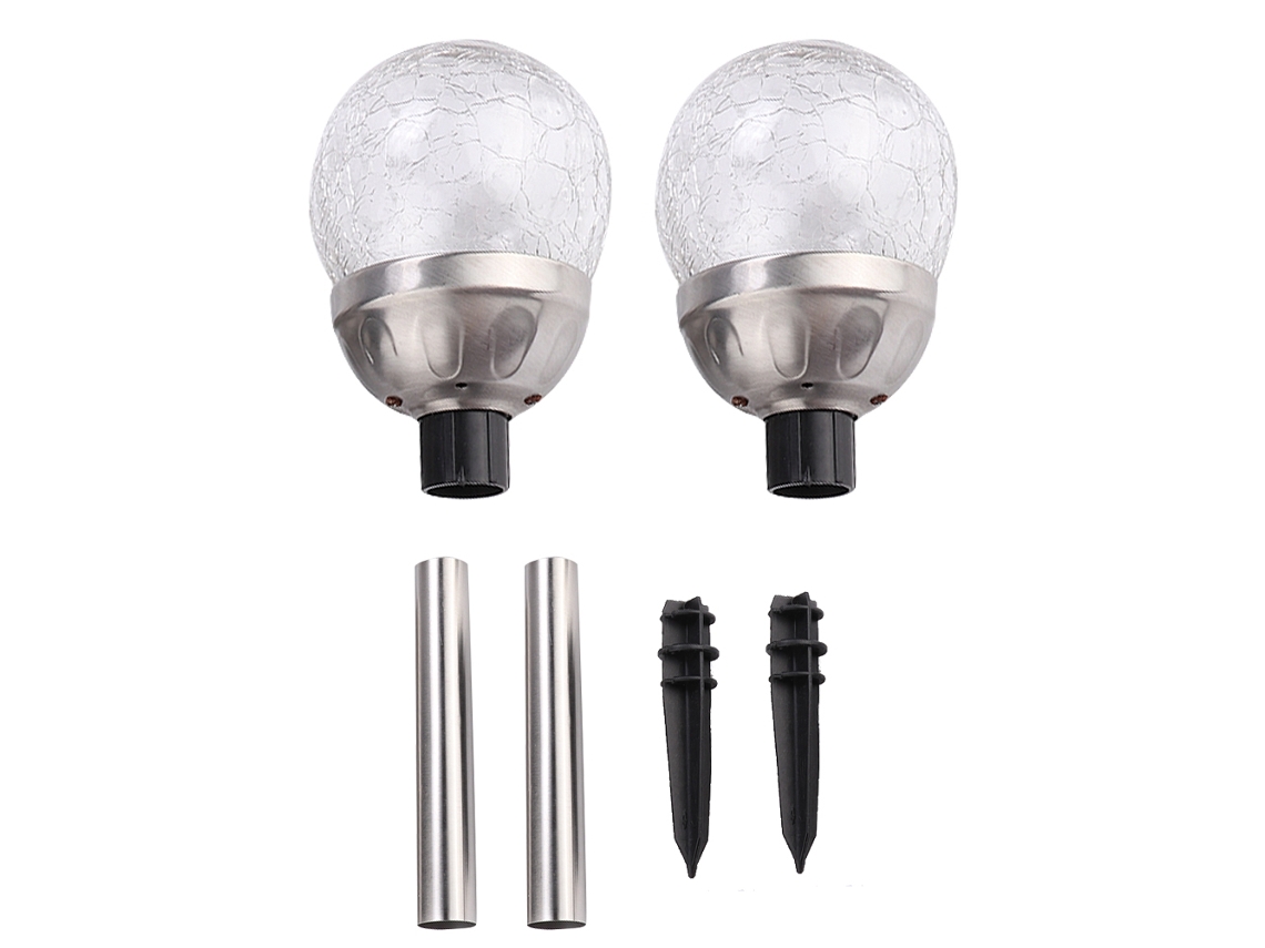 2026 2 Piezas Lâmpada Solar Jardim Led Impermeável, Fita de Luz Redonda com Efeito Crackle para Pátio e Jardim