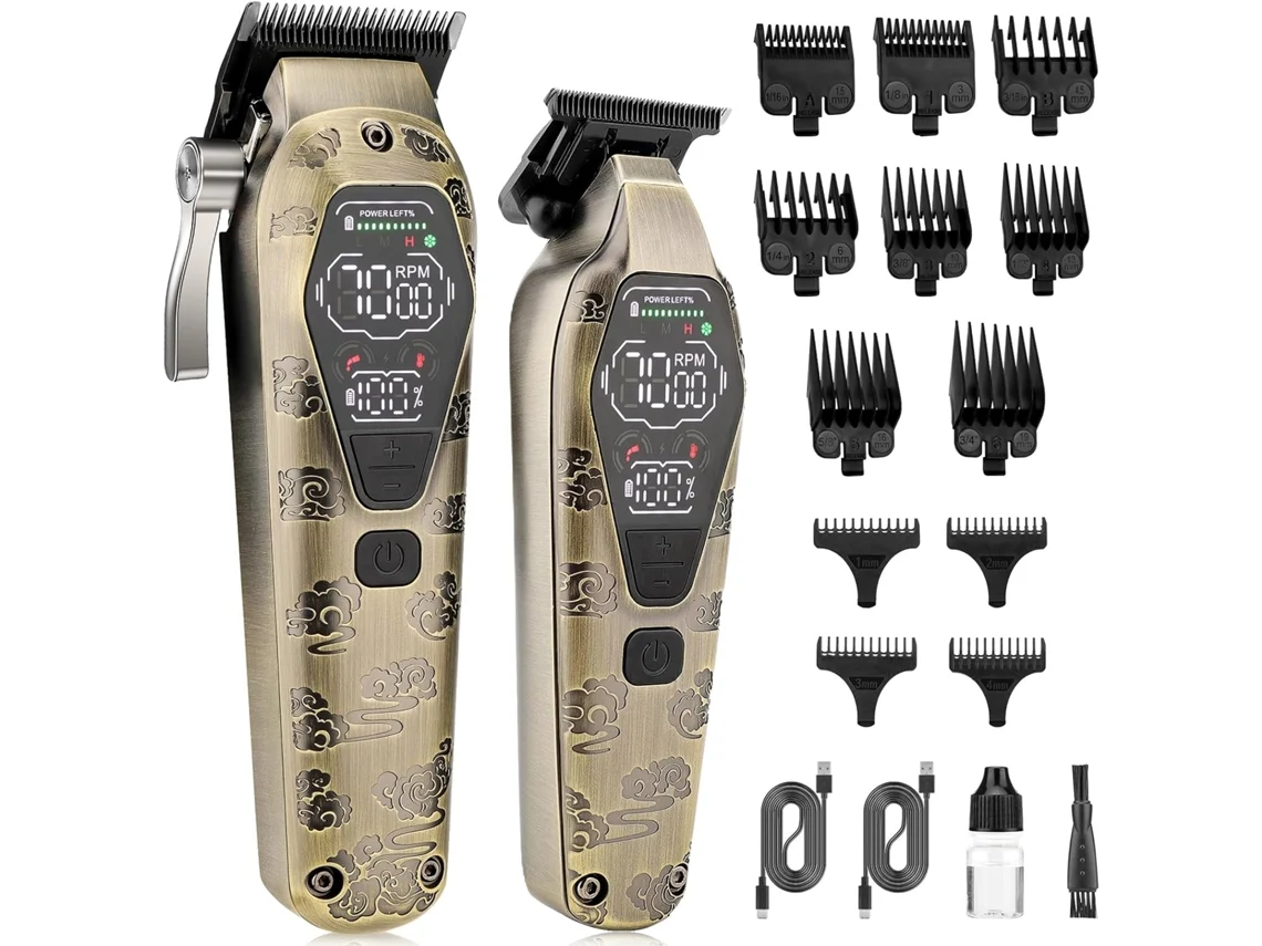 Cortador De Cabelo Profissional Zruxe Bronze 642 Máquina Cortar Cabelo Sem Fio 7000 Rpm C/ Led E Usb