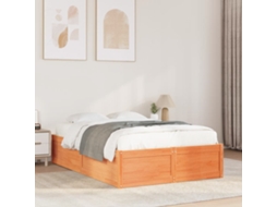 Vidaxl Cama Sem Colchão 120x190 Cm Madeira Pinho Maciça Castanho-mel