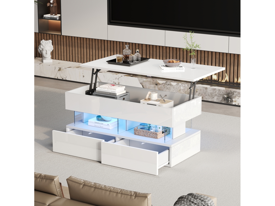 Mesa Elevatória 100x50x46 Led 2 Gavetas Organização VOLTEDGE
