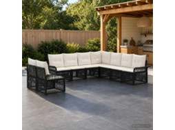 Vidaxl Conjunto De Sofá De Jardim 9 Unid. Preto Vime Pe