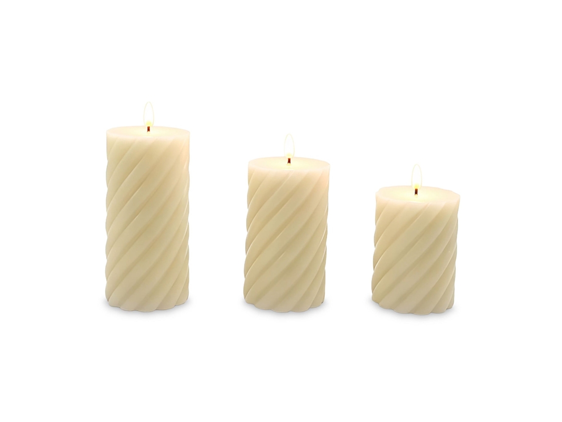 Conjunto De Velas Led Sem Chama De Cera Real Em 3 Tamanhos