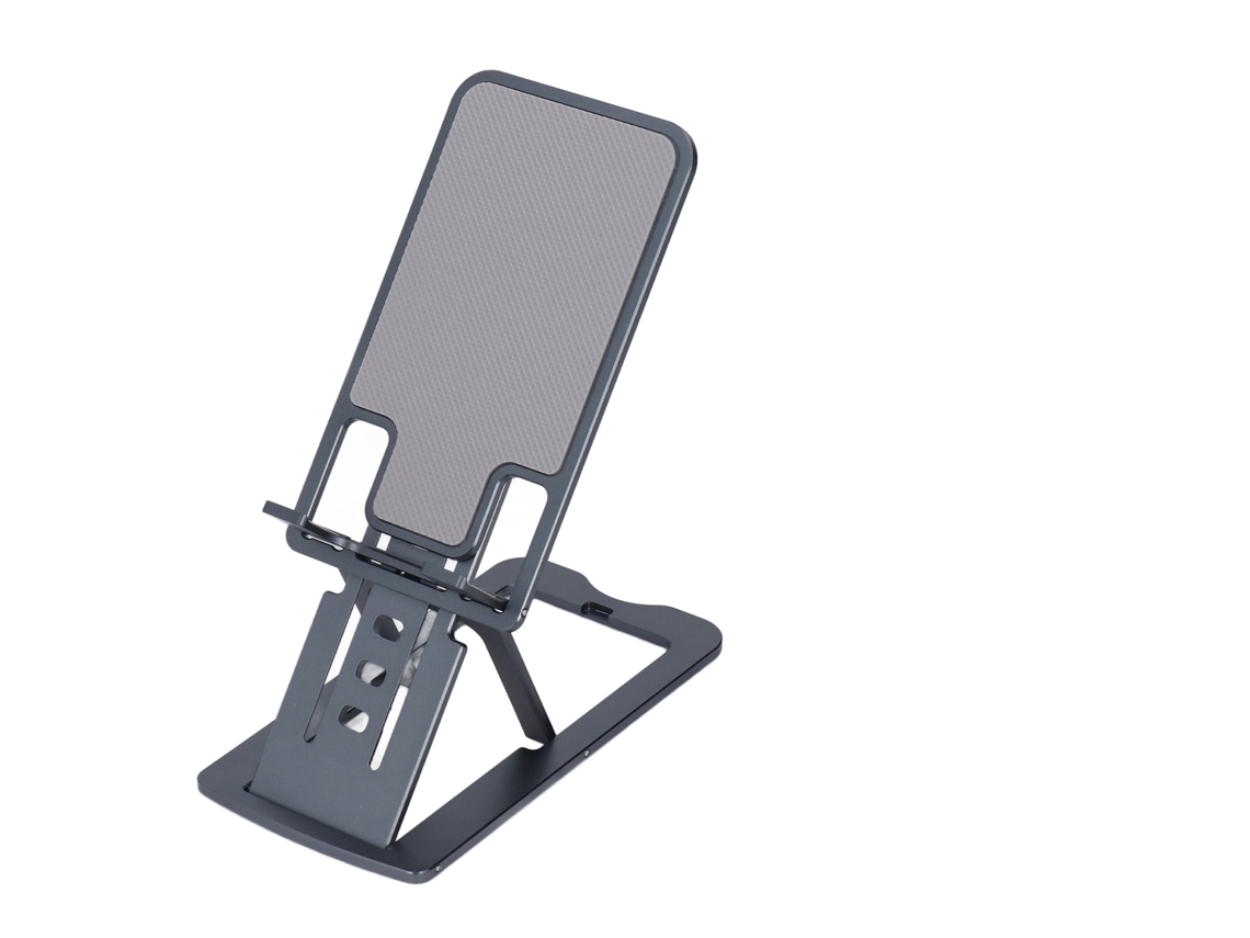 Soporte Para Telefone E Tablet Plegável Ergonômico 7 Ângulos Alumínio Silicone Cinza Escritório