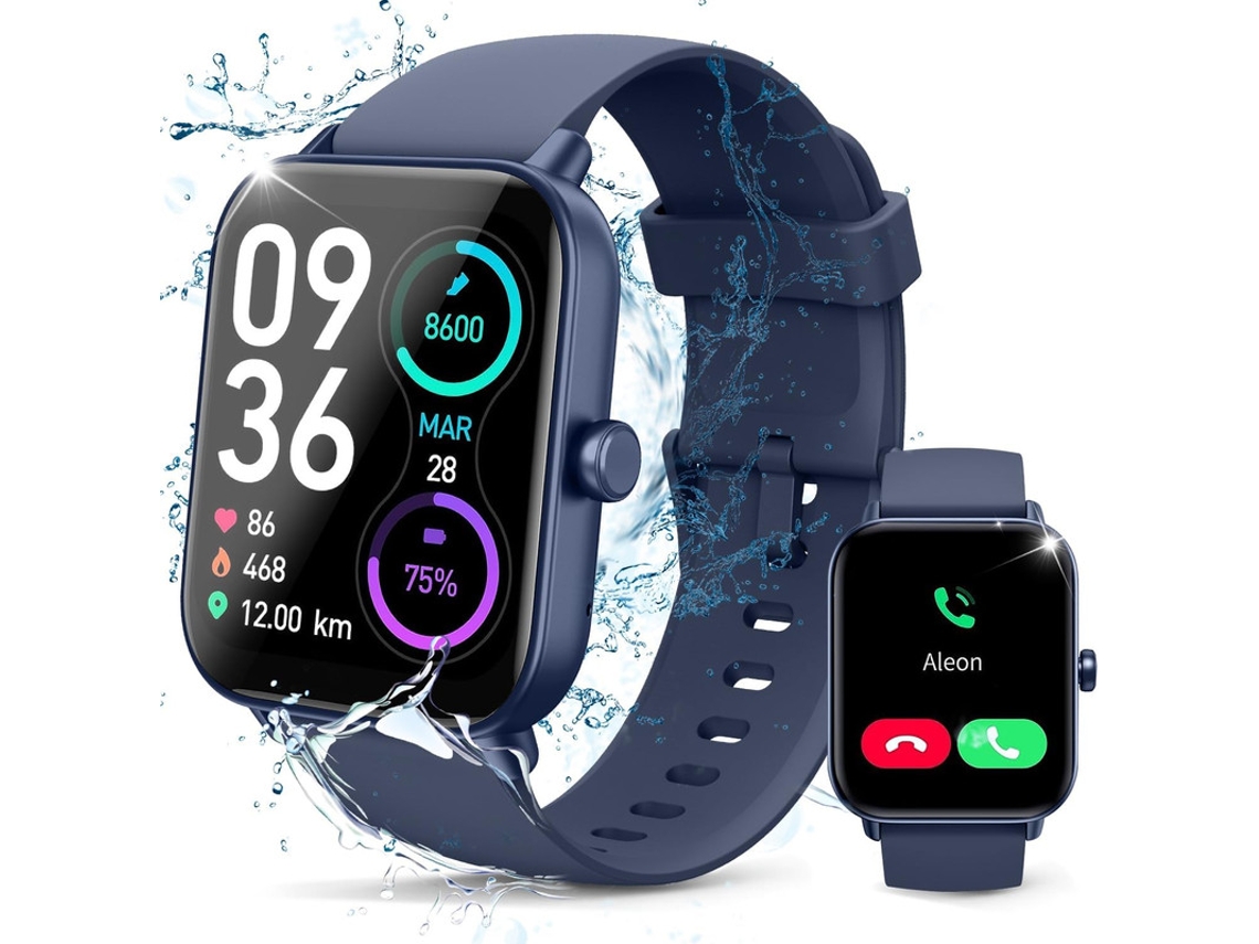 Relógio Inteligente SHAH ARPAN Idw19 com Monitoramento de Frequência Cardíaca Sono e Oxigênio no Sangue Correção de Frequência Cardíaca Azul