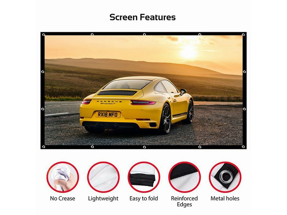 Pantalla de Proyección Portátil y Plegable HD, 60 Pulgadas, Cine en Casa y 3D