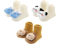 Acessórios Para Bebé - Rammelsokken 3 Pair - Meias Para Bebé 0-6 Meses - Presente De Aniversário - Meias De Algodão Macias - Proteção Contra Frio