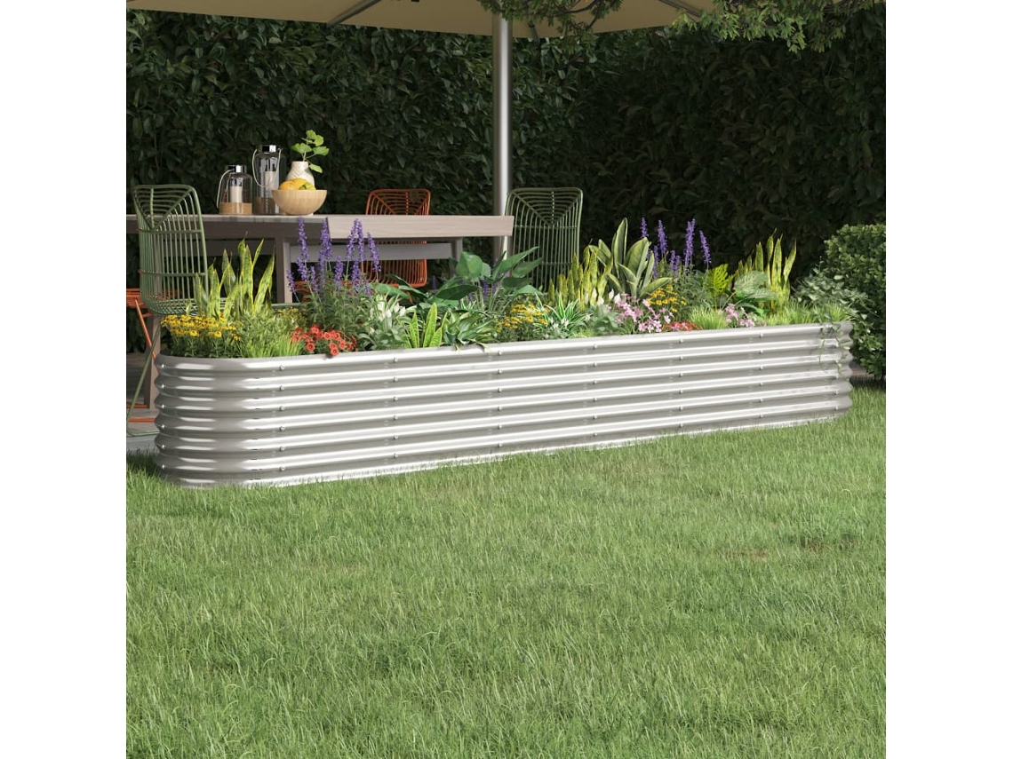 Vidaxl Canteiro Elevado Jardim 260x40x36cm Aço Galvanizado Prateado