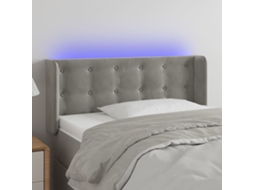 Cabeceira Cama C/ Luzes Led Veludo 103x16x78/88 Cm Cinza-claro