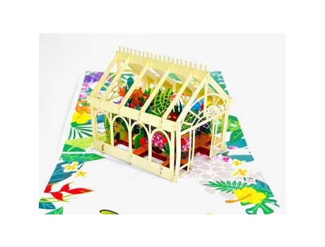Cartão Pop Up 3d Em Forma De Estufa Com Flores E Borboletas, Cartão Presente De Aniversário E De Aniverário. Remotech