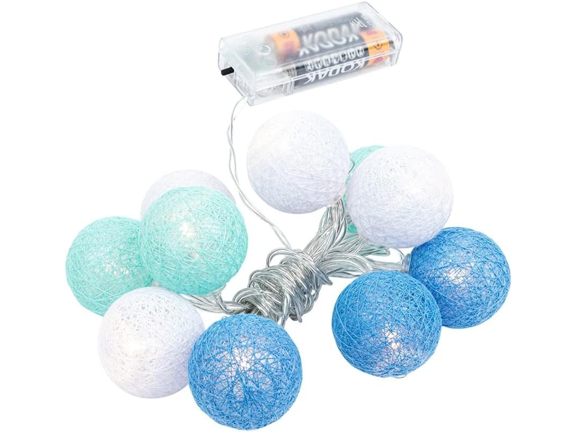 Cordão De Luzes Ideen Mit Herz Com 10 Leds| Funciona A Bateria| Bolas De Algodão Em 3 Cores| 35 Mm Por Bola| Inclui Temporizador(branco, Verde Menta