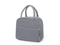 Bolsa Térmica para Almoço com Estampa de Desenho Animado , Ideal para Piqueniques e Viagens. MDUG (listrada Preta)