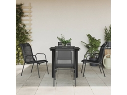 Vidaxl 5 Pcs Conjunto De Jantar Para Jardim Aço E Textilene Preto