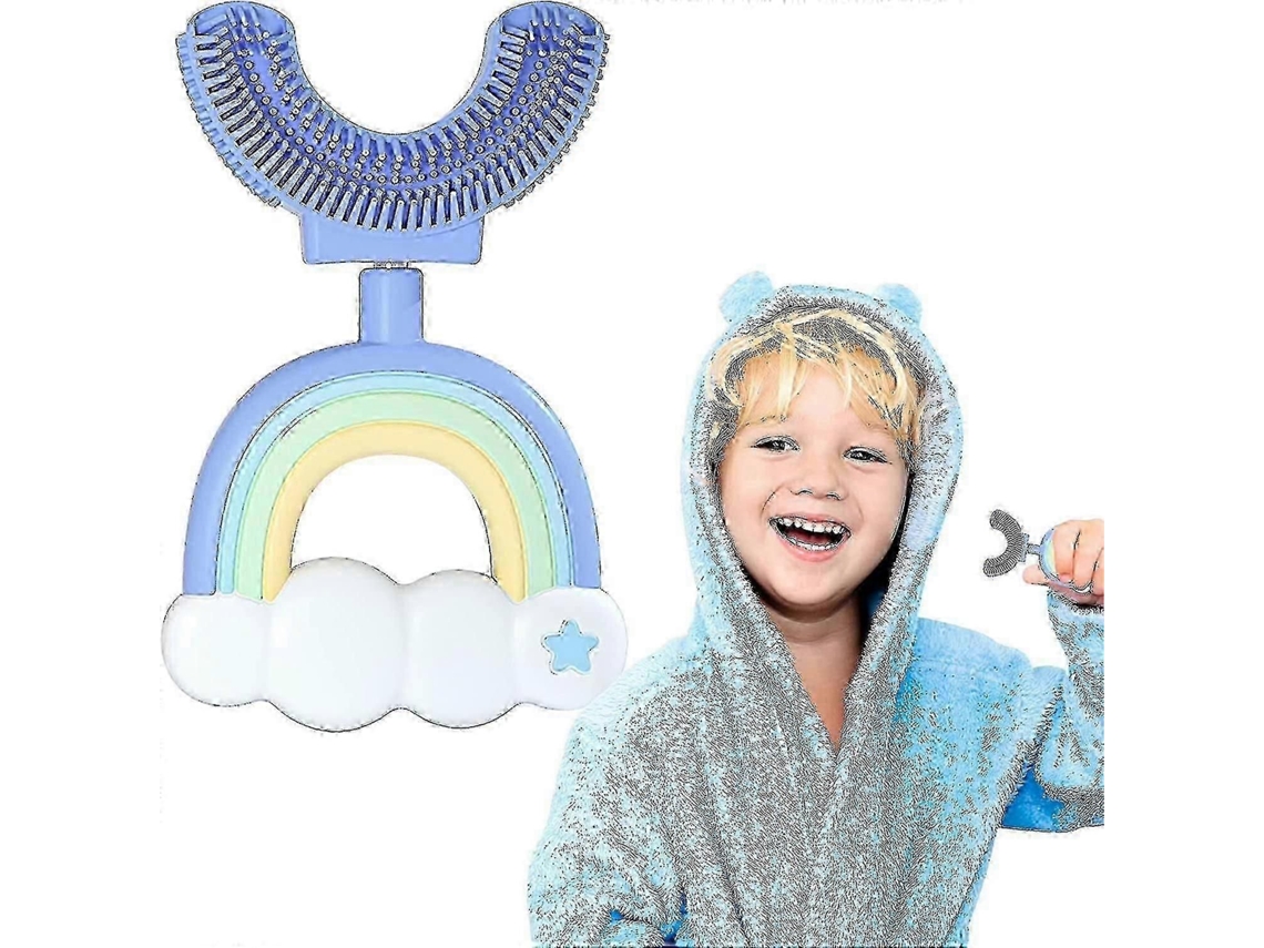 Escova de Dentes em Formato U para Crianças, com Limpeza Oral 360° e Cabeça Silicone Macia GOKOCO (7 a 14 nos Azul)