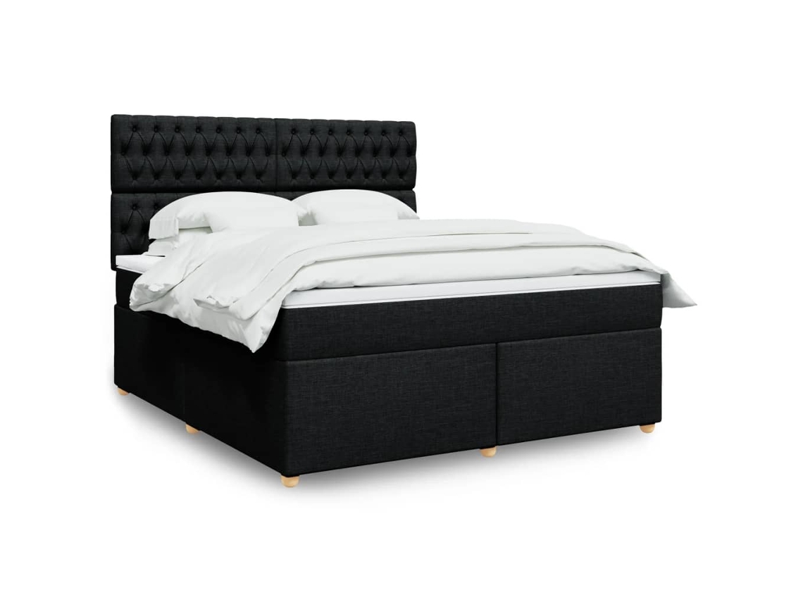 Vidaxl Cama Com Molas/colchão 180x200 Cm Tecido Preto