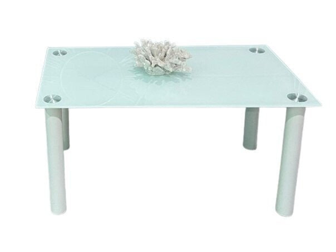Mesa de Centro em Vidro Temperado Ct18 Branco 90X50Cm SALDOSYSTOCKS
