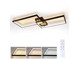 Nettlife Preto Led Plafon 80 Cm Moderna Sala De Estar Regulável Com Controlo Remoto 48 W Retângulo Metal Design Para Quarto Infantil