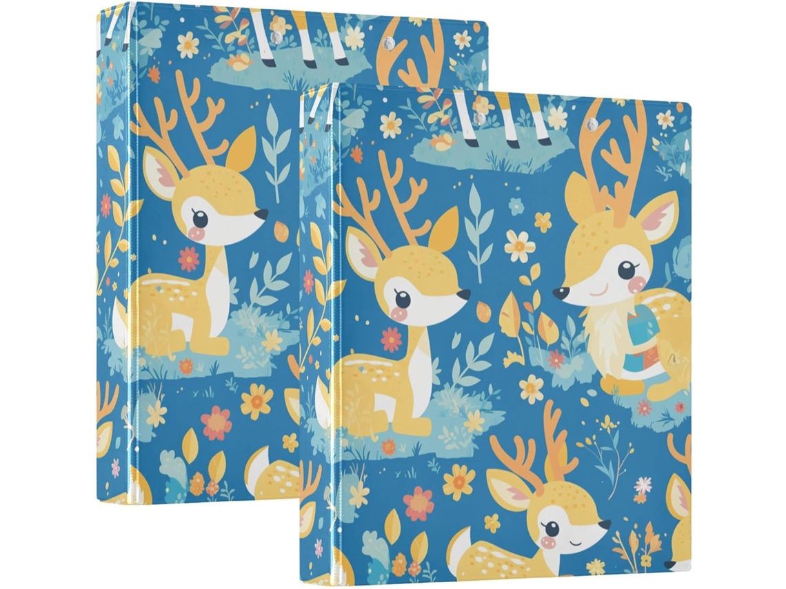 Pasta De Desenho Animado Duiker Delicada E Brilhante 1, 5 Polegadas Com Capa De Bolso, Pacote Com 1 2 De Pastas