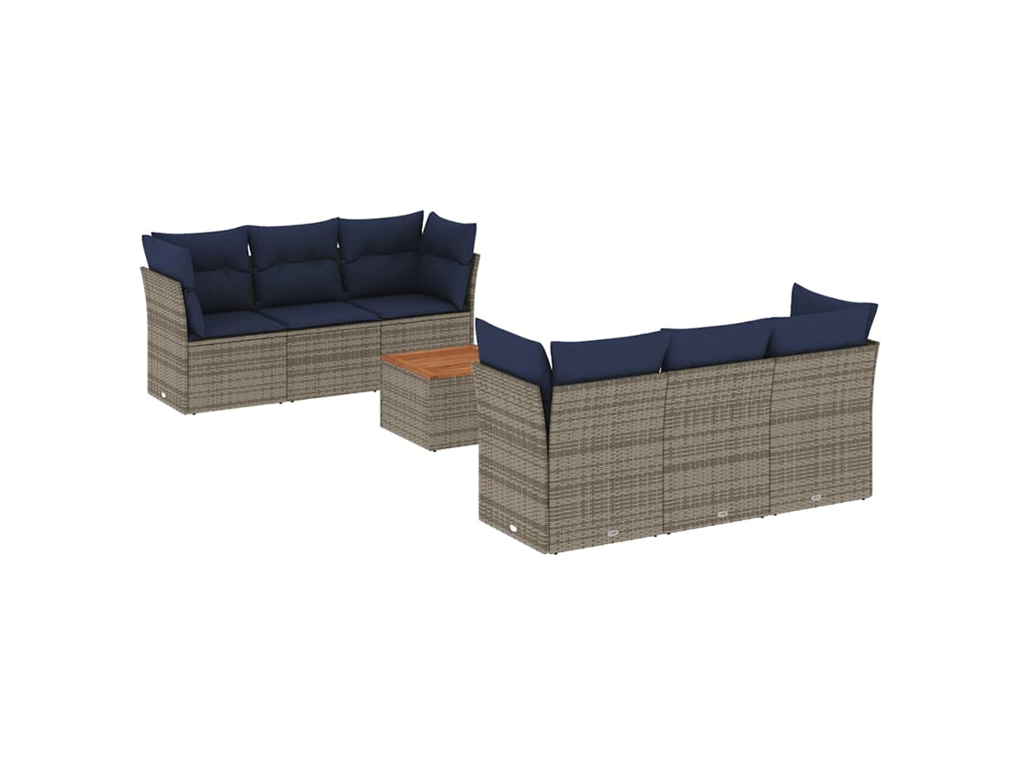 Conjunto de 7 sofás para jardim com almofadões Vime Pe Cinzento MAISON EXCLUSIVE (7 peças)