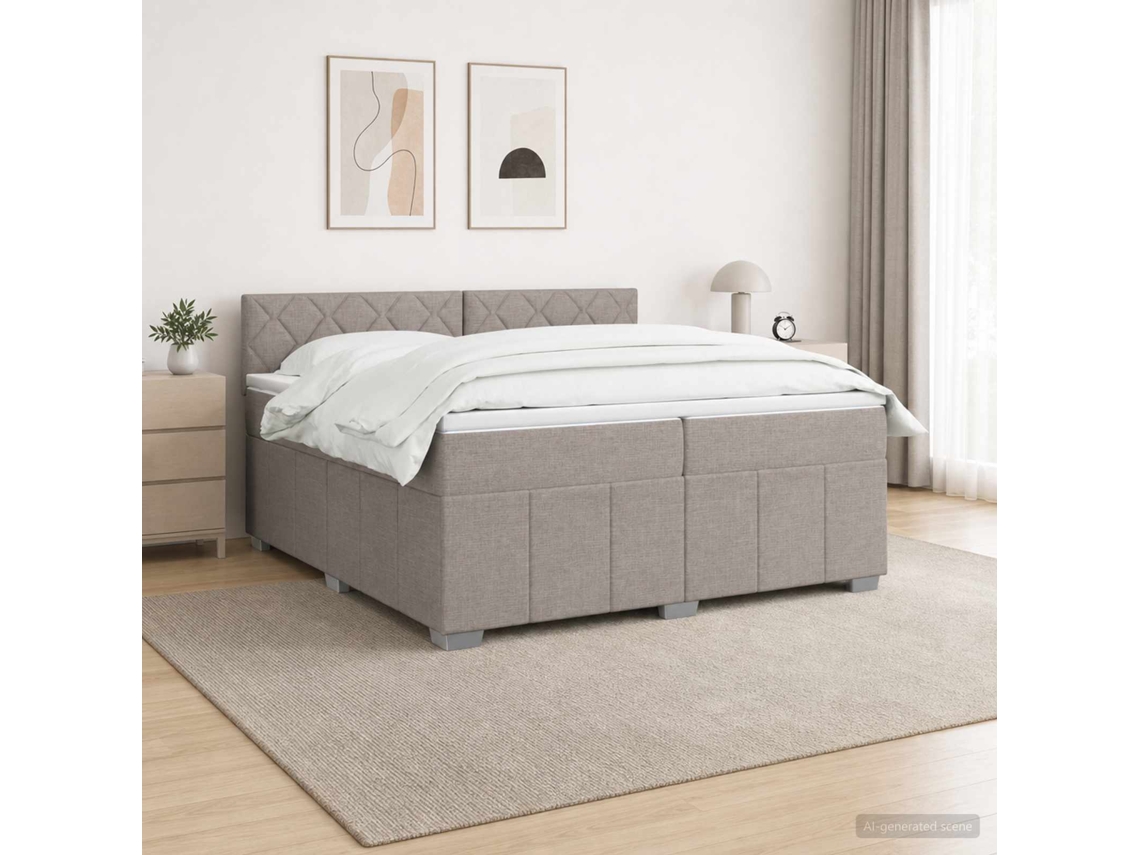Vidaxl Cama Box Spring Com Colchão Cinzento-acastanhado 200 X 200 Cm