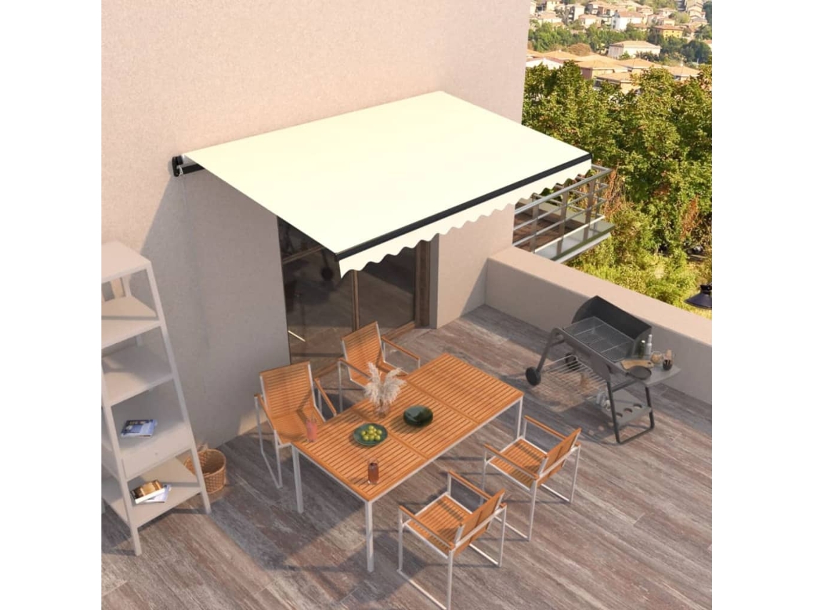 Vidaxl Toldo Retrátil Manual 450x350 Cm Cor Creme