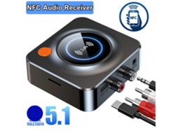 Adaptador Nfc Bluetooth 5.1 Receptor De Áudio 3,5 Mm Aux Rca Estéreo Música Adaptador Sem Fio Para Alto-falante Kit Veicular Preto*