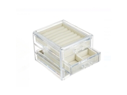 Organizador Com Suporte De Acrílico Transparente Com 3 Espaços Com Tampa De Feltro Para Jóias 12x13,5x10,5cm