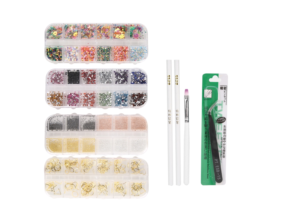 2026altiro-conjunto De 8 Piezas De Herramientas De Manicura: Pinceles Puntillados, Piedras Rhinestones, Cepillos De Arte De Uñas Y Pinzas
