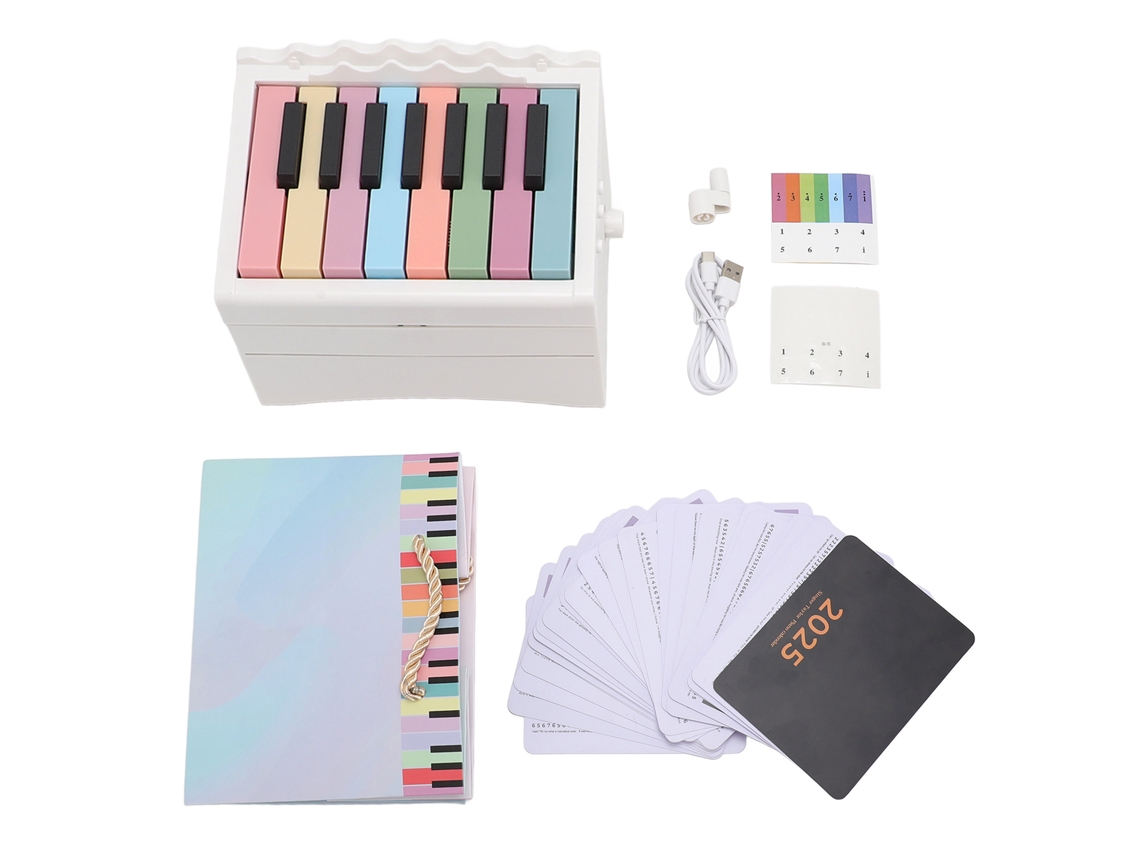Aetheria calendário de Piano 2025 Tocável com 27 Cartões 52 Partituras Carregamento Usb