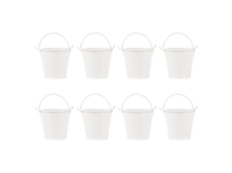 8pcs Baldes De Lata Miniatura Bege Para Plantas Pequenas Decoração Casa Jardim