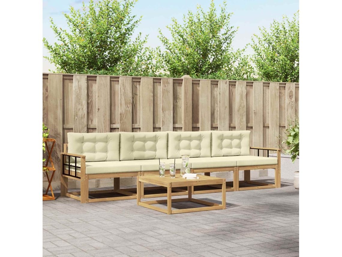 Vidaxl Conjunto De Sofás Para Exterior 4 Unid. Branco E Creme