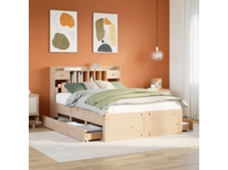 Cama Com Estante Sem Colchão 150x200 Cm Pinho Maciço