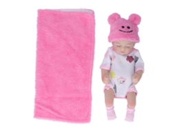 Conjunto Boneca Bebê Recém-nascido Dormindo 10 Polegadas Vinil Macio Lavável Com Roupa E Manta