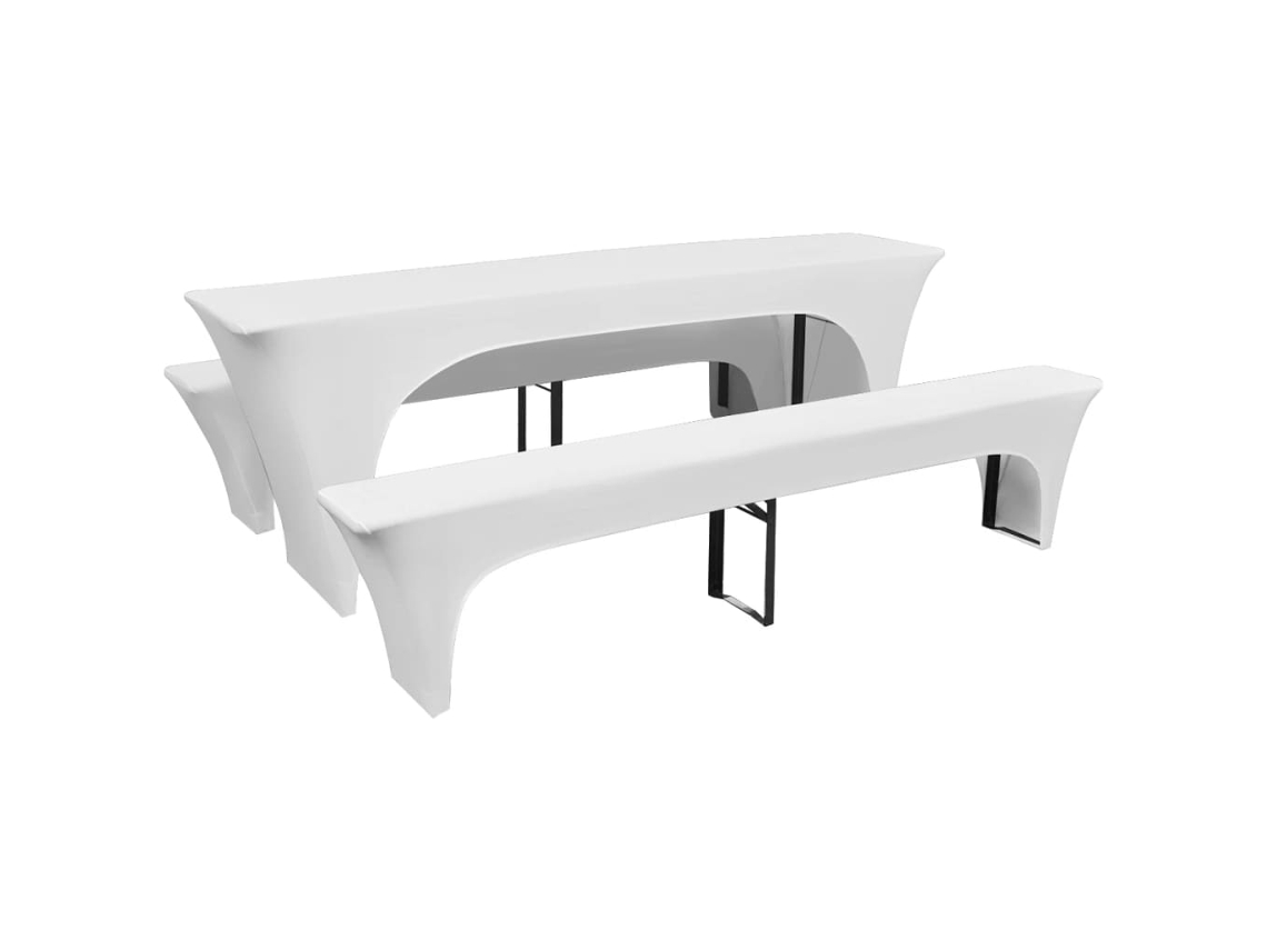 Conjunto 3 Capas Para Mesa E Bancos De Bar, Branco 220 X 50 X 80 Cm