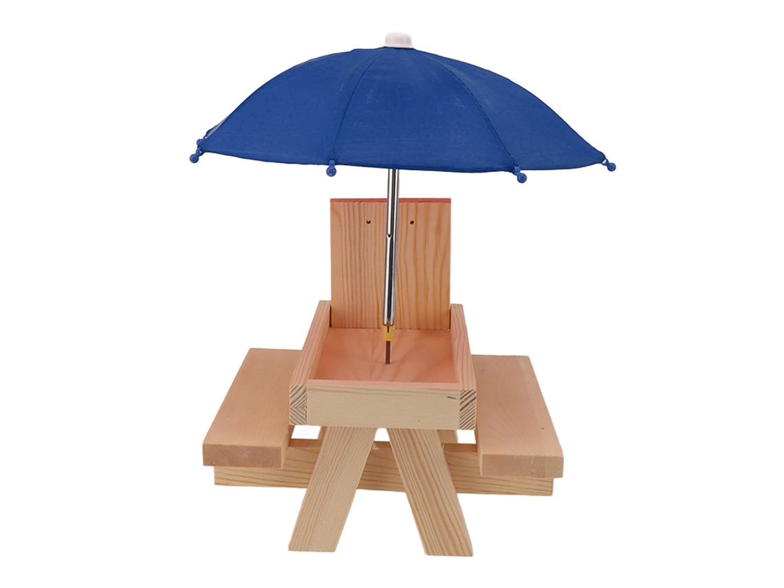 Mesa de Comedouro de Madeira para Esquilos, Guarda-chuva Azul, Jardim