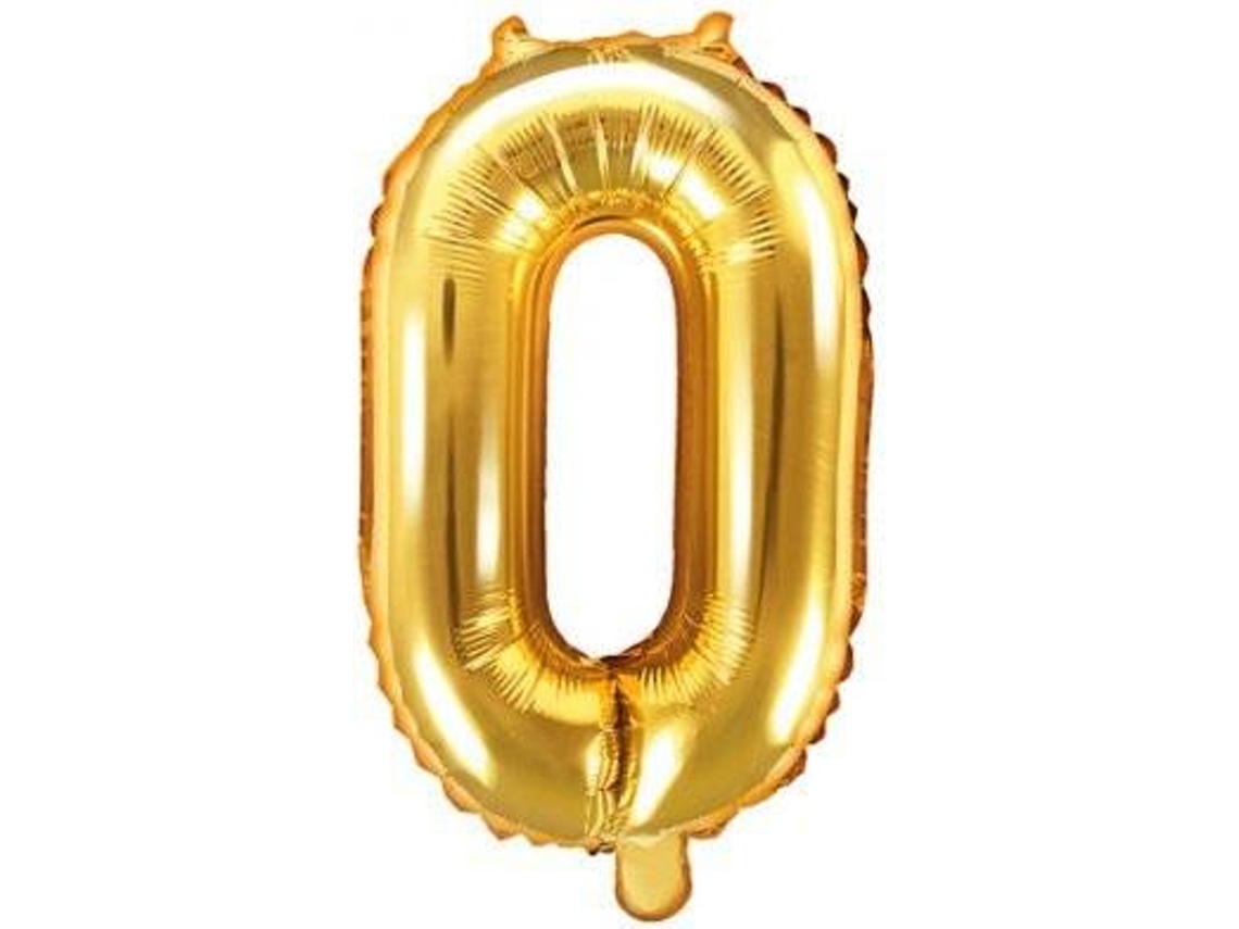 Balão PARTYDECO número 0 Foil 35cm Dourado