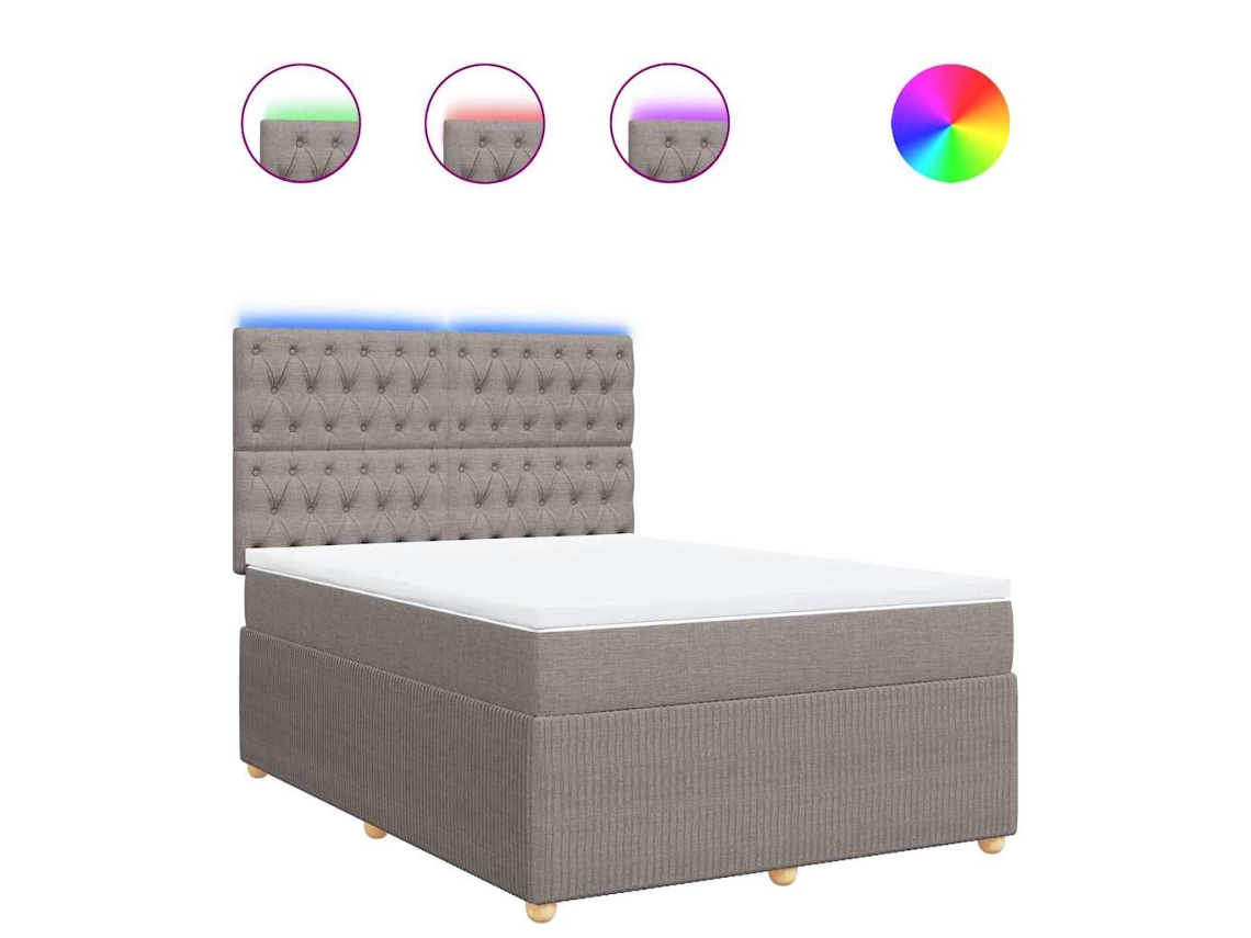 Conjunto 1 Cama Box Spring Vidaxl Marrom-acinzentado Tecido (190 X 144 X 140.5 Cm)