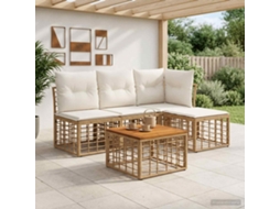 Vidaxl Conjunto De Sofás Para Exterior 5 Unid. Natural E Branco Creme
