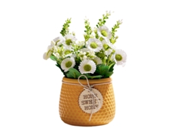 Flores Artificiais em Vaso Pequeno Vaso de Cerâmica Decoração de Mesa Interior NEVEANCE