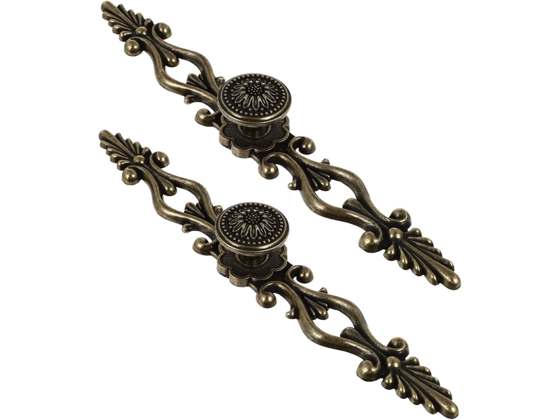 Nuobesty Conjunto De 2-puxadores Com Espaçamento Furos 160mm Para Armários Em Liga Zinco Design Floral Europeu Vintage