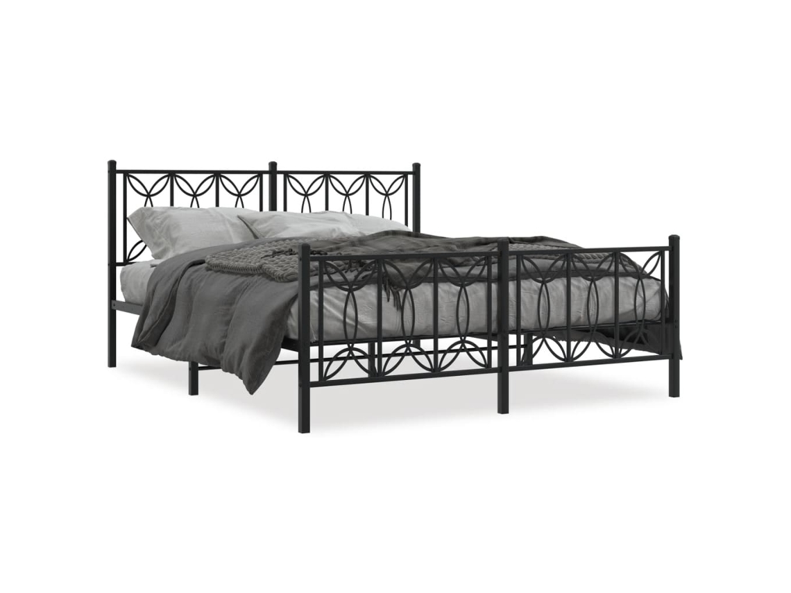 Bed Frame, Bed Frames Vidaxl Preto Metal (150 X 200 Cm)