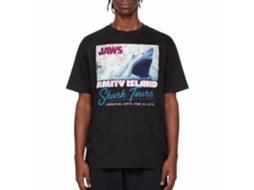Rockinstone Jaws Movie Shark Tours Black Adult T-shirt Size:s