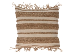 Almofada de Juta e Algodão com Franjas Bege/multicolorido 45x45cm WELLHOME