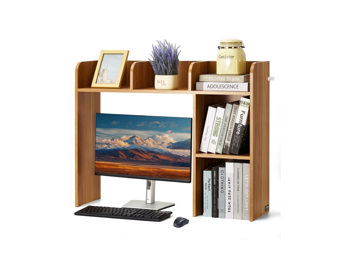 Prateleira de mesa de madeira de duas camadas Vevor 37'' x 9,5'' x 29'' para escritório