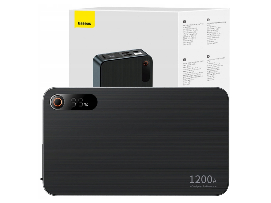 Baseus Pro Carregador De Carro, 12000mah, 1200a, Carregador Portátil/acionador De Partida Usb (preto)