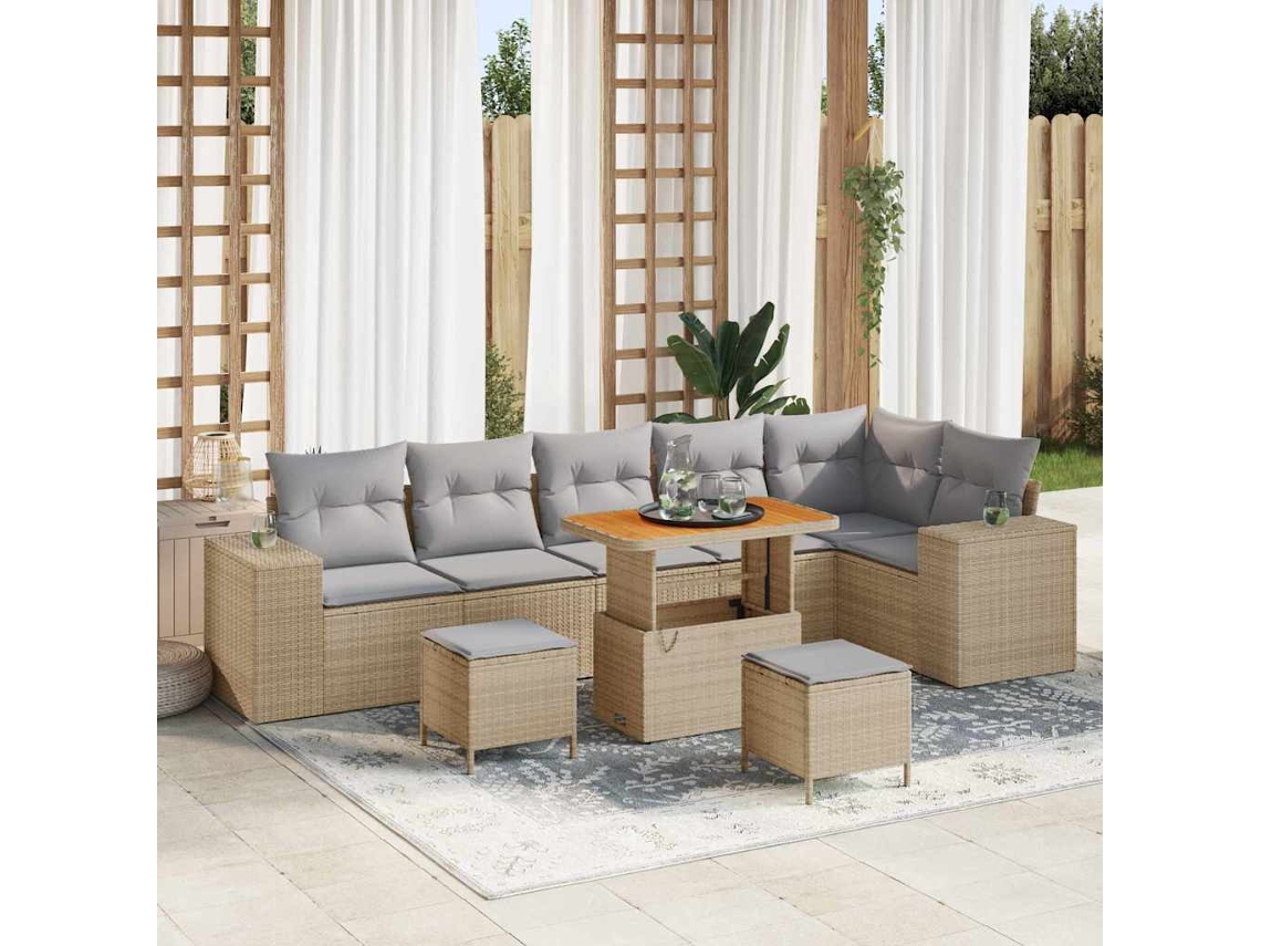 Vidaxl Conjunto De Sofá De Jardim 9 Unid. 6-número De Lugares