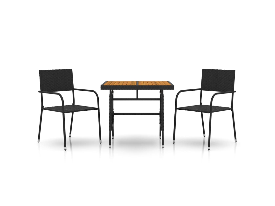 Maison Exclusive - 3 Pcs Conjunto De Jantar P/ Exterior Vime Pe Preto